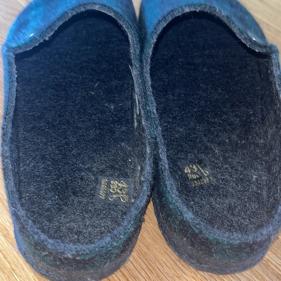 Birkenstock Blue Green Plaid Wool Felt Zermatt Shearling Slipper Sz 43 - Picture 12 of 12